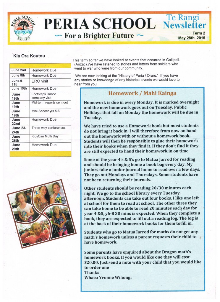 Te Rangi Newsletter Term 2 Wk 6